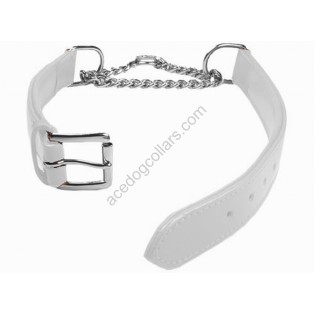 Adjustable PADDED Half check Leather Dog Collar 